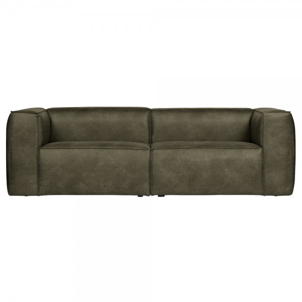 3,5 Sitzer Sofa Bean armygrün Lounge Couch recyceltes Leder Loungesofa Couchgarnitur