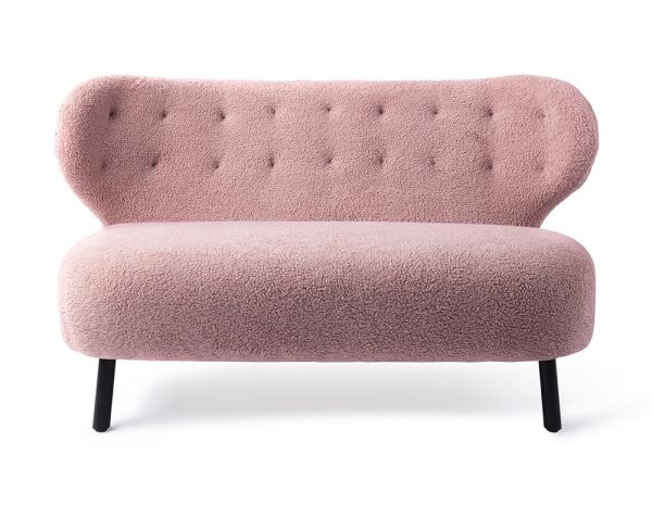 Retro Lounge Sofa Bank Kita pink rosa Teddy Stoff