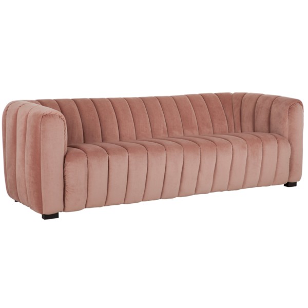 MUST LIVING 3 Sitzer Sofa ELEGANT rosa Samt Bezug 230 cm