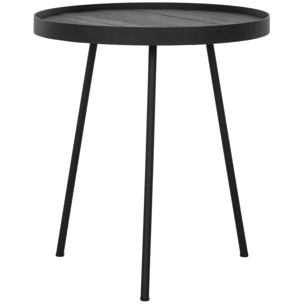 Couchtisch rund Saturnus Ø 40 cm schwarz Teakholz