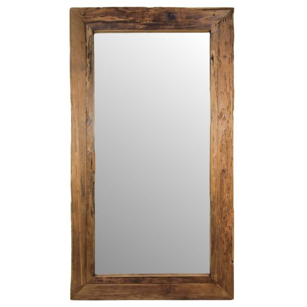 Wandspiegel Rustikal 80 x 50 cm Spiegel Teak natur Treibholz Mirror hoch oder quer Montage