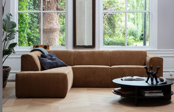 woood Ecksofa Luna Longchair links Ribcord honig