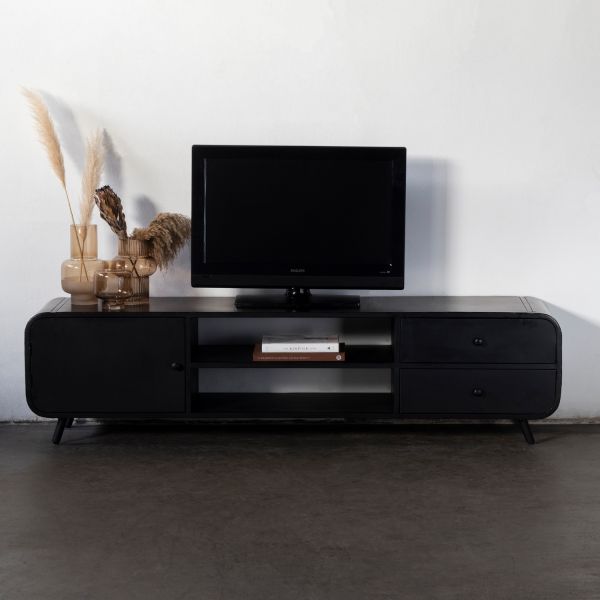 TV Möbel Retro 200 cm Metall schwarz Lowboard