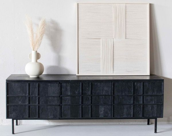 TV Lowboard JEROEN 160 cm Mango Holz schwarz