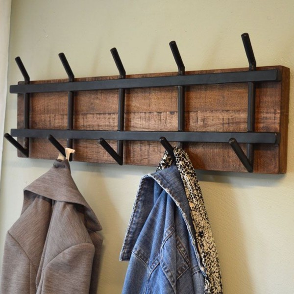 Wandgarderobe Hängegarderobe GABI 70 cm Metall Mangoholz