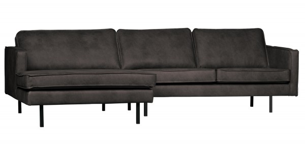 BePureHome Ecksofa Rodeo Leder schwarz Recamiere Links