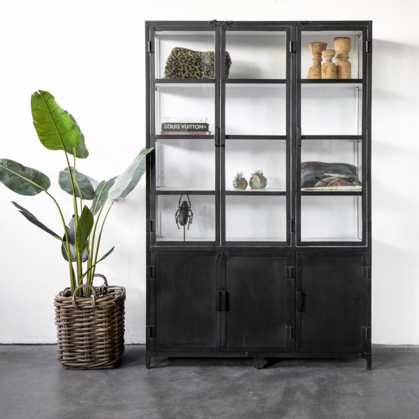Industrie Vitrine Mlla Metall Schrank schwarz weiß