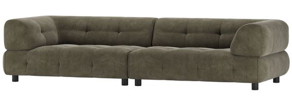 3 Sitzer Sofa LOUIS 244 cm Rippstoff grün