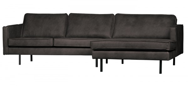 BePureHome Ecksofa Rodeo Leder schwarz Recamiere rechts