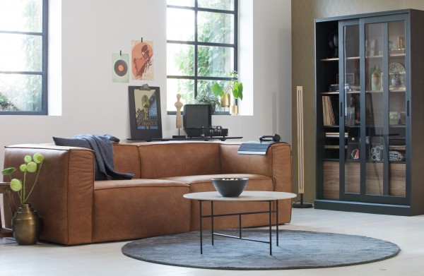 woood 3,5 Sitzer Sofa Bean Cognac recyceltes Leder