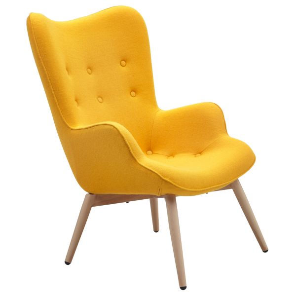 Sessel Malona Webstoff gelb Skandiavischer Stil