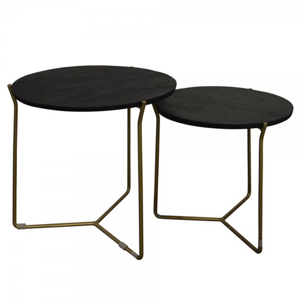 2er Set Couchtisch Mason rund schwarz Beistelltisch