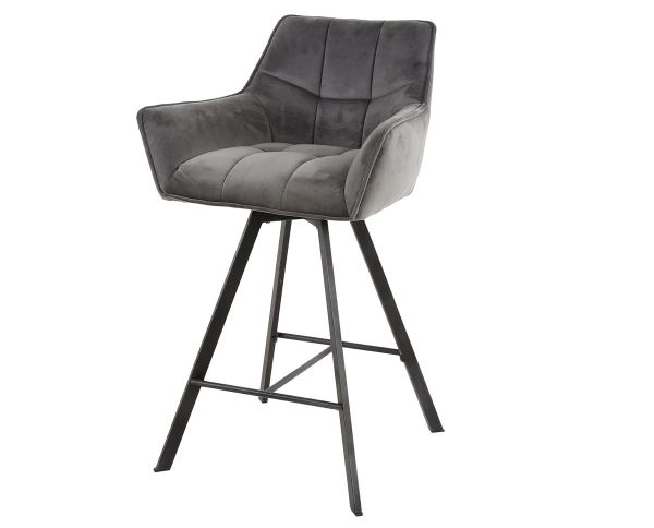 2er Set Barhocker FINO drehbar SH 69 cm Samt anthrazit