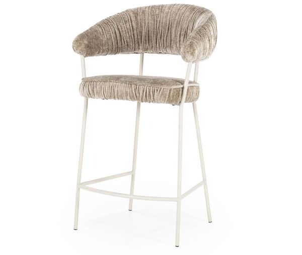 Barstuhl Lizzy SH 67 cm Barhocker Metall weiß Bezug taupe