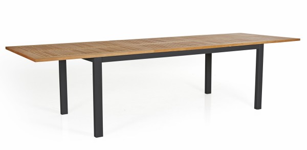 Teak Gartentisch ausziehbar LYON 225 / 300 cm schwarz