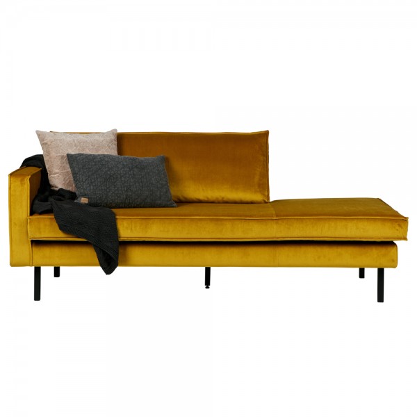 Sofa Chaiselongue RODEO Recamiere Samt ocker links Tagesbett