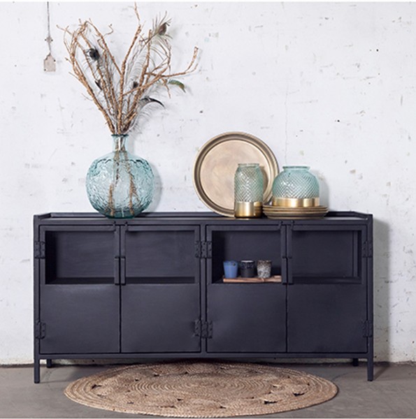 Industrie Kommode 163 cm Sideboard Metall schwarz