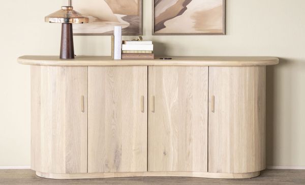 Sideboard Josh 180 cm mit 4 Türen Eiche Holz Furnier hellbraun
