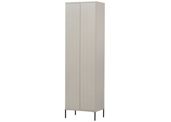 woood Schrank Hochschrank Gravure H 210 cm Kiefer massiv staubgrau
