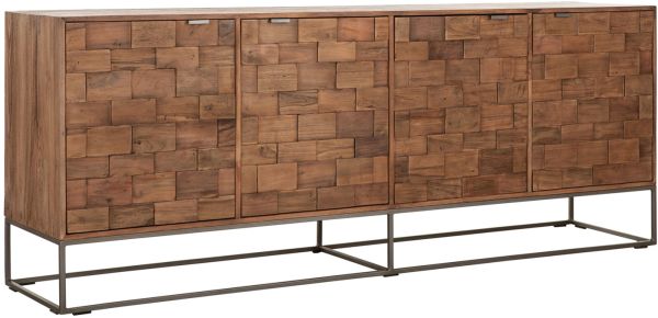 AGNEBOT! Kommode Sideboard Blockx 210 cm Teak Holz Metall