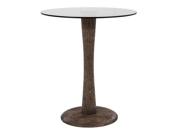 Beistelltisch Boogie Ø 60 cm Mangoholz braun Glasplatte