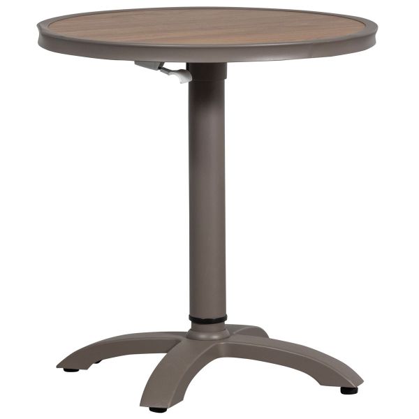 woood Gartentisch JEPPE Ø 70 cm höhenverstellbar Aluminium braun grau